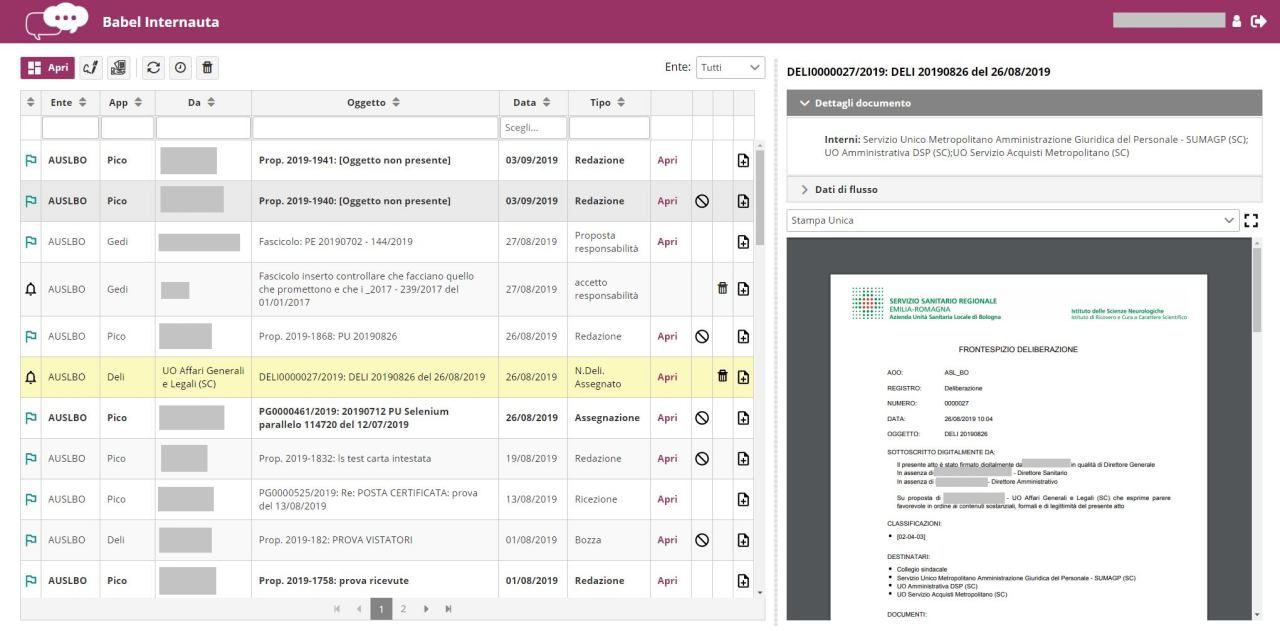 BABEL - Piattaforma documentale a riuso: scrivania virtuale